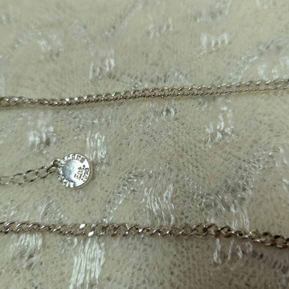 Liz Claiborne Necklace Navy Blue Resin Square Faceted Stones Silver Tone 17-20" - Picture 3 of 6